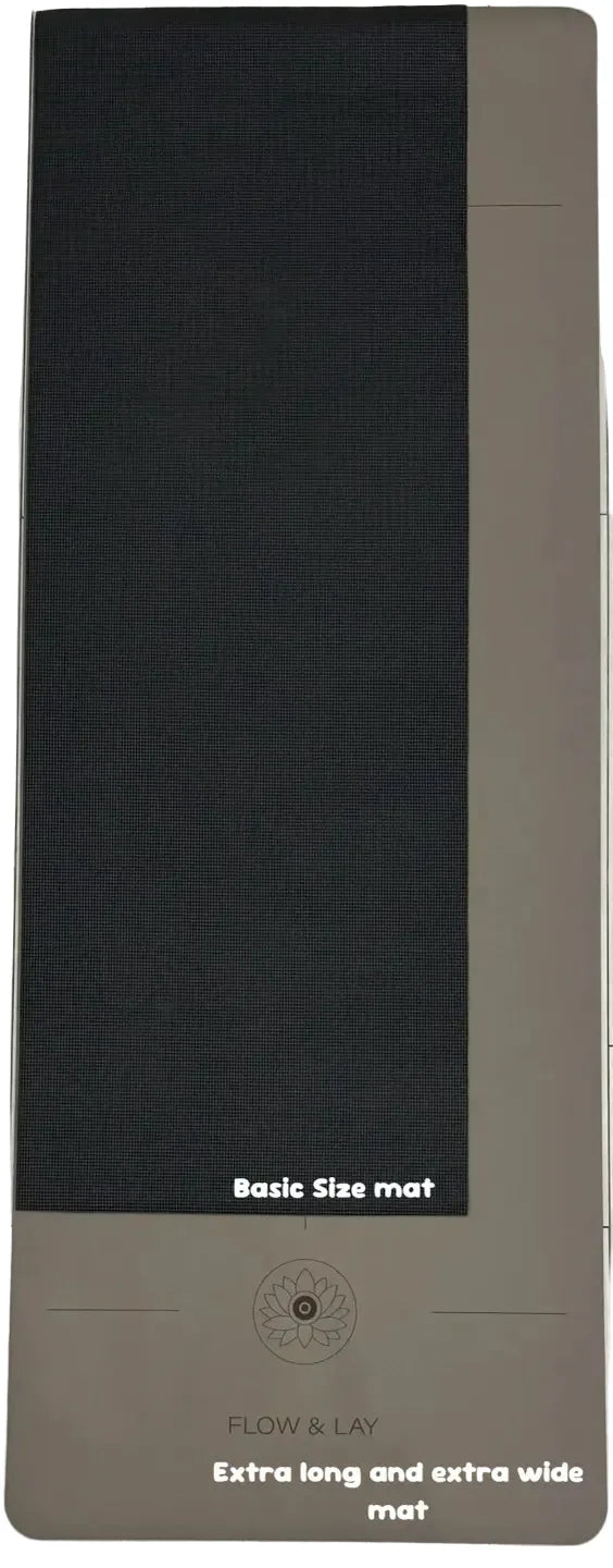 Throat Eye extra wide and extra long yoga mat size comparison to standard size yoga mat