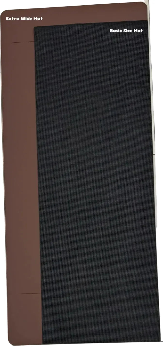 Phases extra wide yoga mat, compared to basic size yoga mats. 