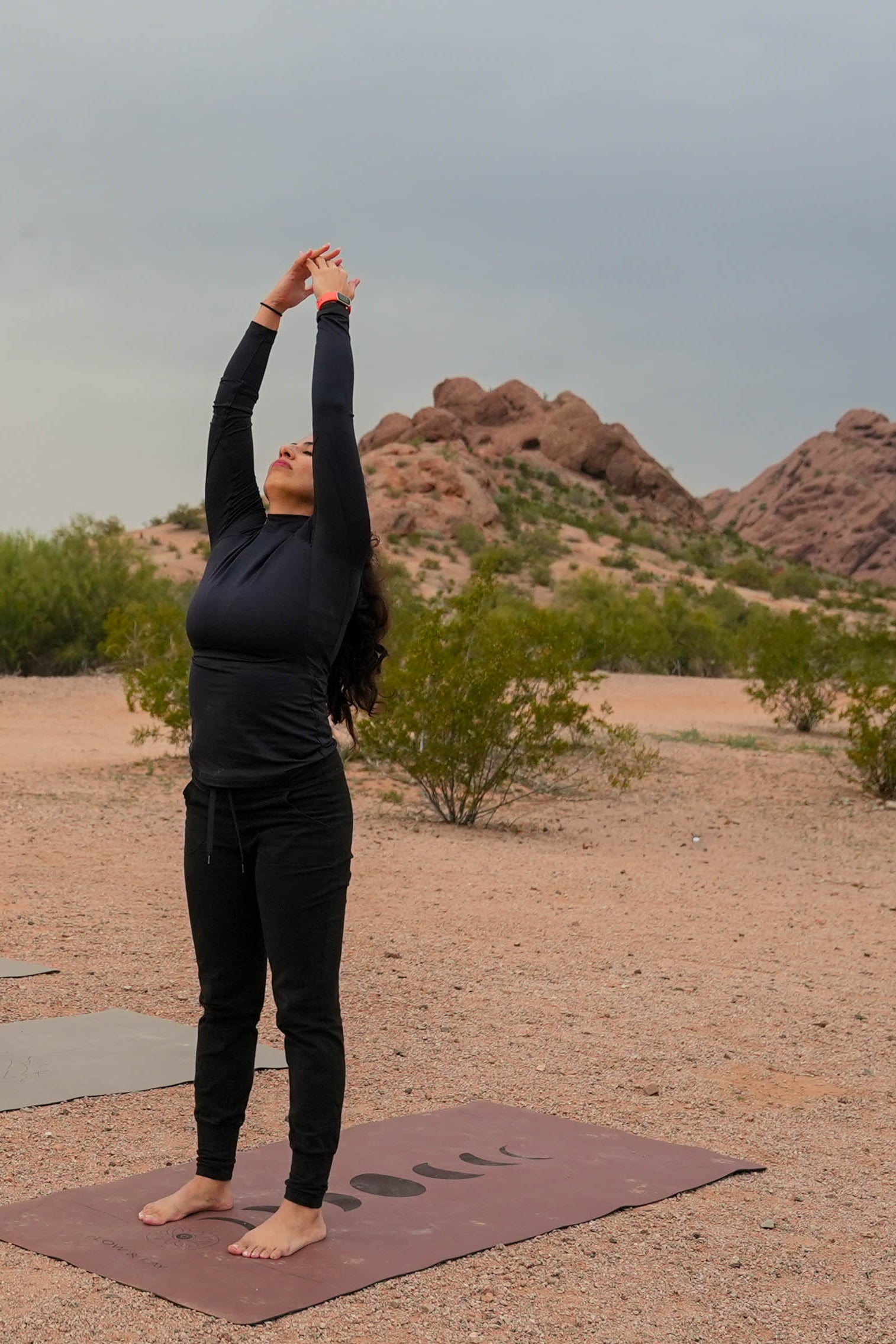 Red Rocks Sedona Colored Phases of the Moon Yoga Mat in Extra Wide Size